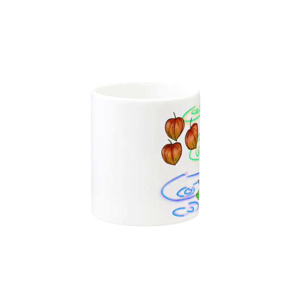 Lily bird（リリーバード）のホオズキ 水紋背景（和柄） Mug :other side of the handle