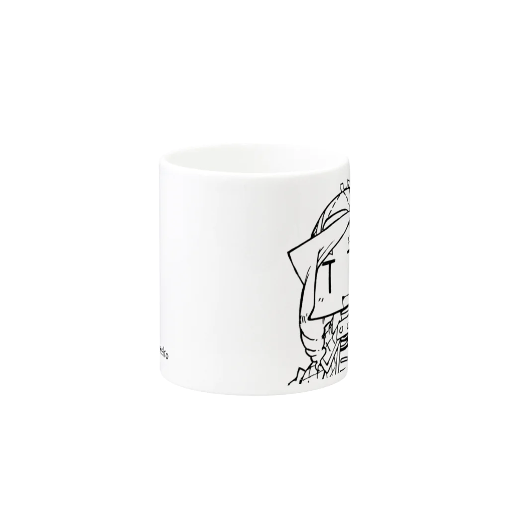 しろと助手くんの家猫工房ショップの05オリジナルキャラクターマグカップ（探偵） Mug :other side of the handle