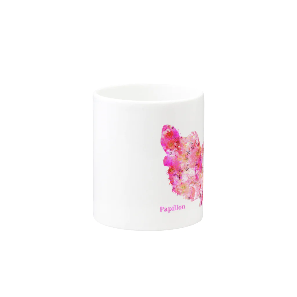 Mofrismの花柄パピヨン Mug :other side of the handle