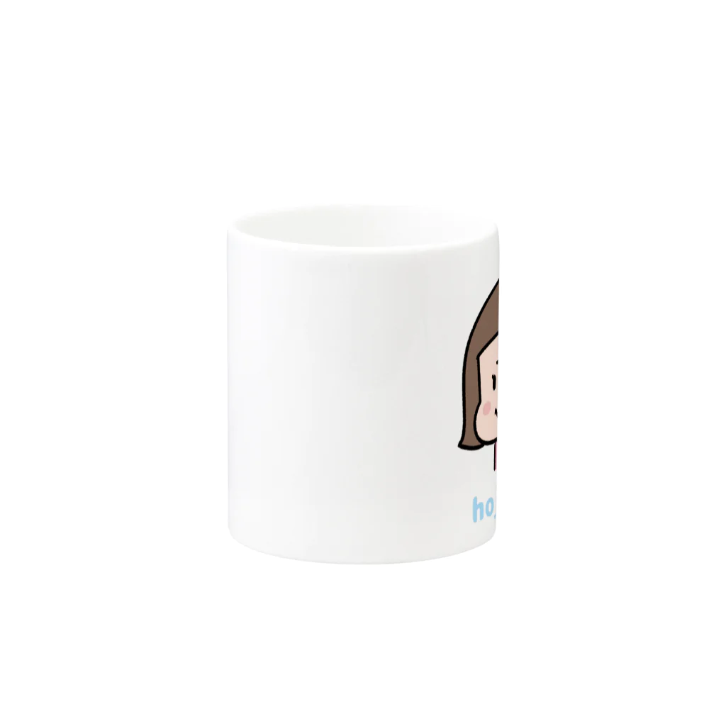 うさぎまるえkawaiishop のほじほじシリーズ『茶髪女の子』 Mug :other side of the handle