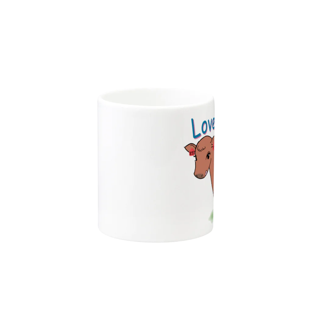 うしちゃんグッズのLovely Calf マグカップの取っ手の反対面