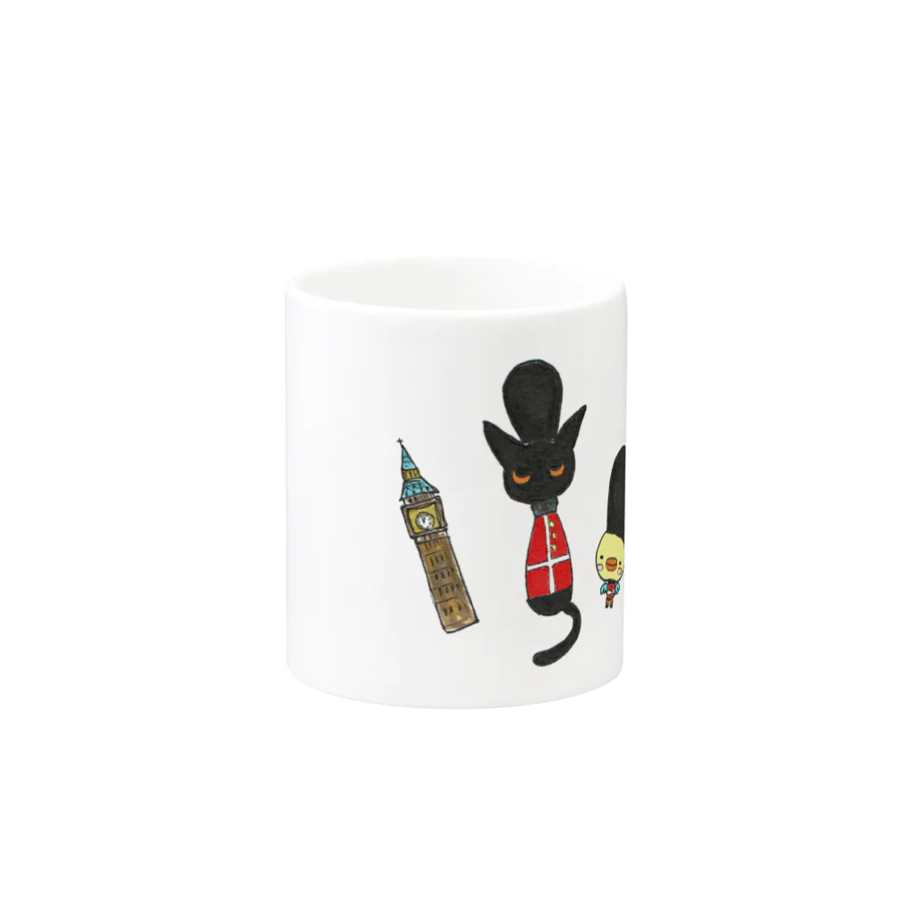 tsubasamoonのLONDON 天使のひよこちゃんと黒猫ムーン Mug :other side of the handle