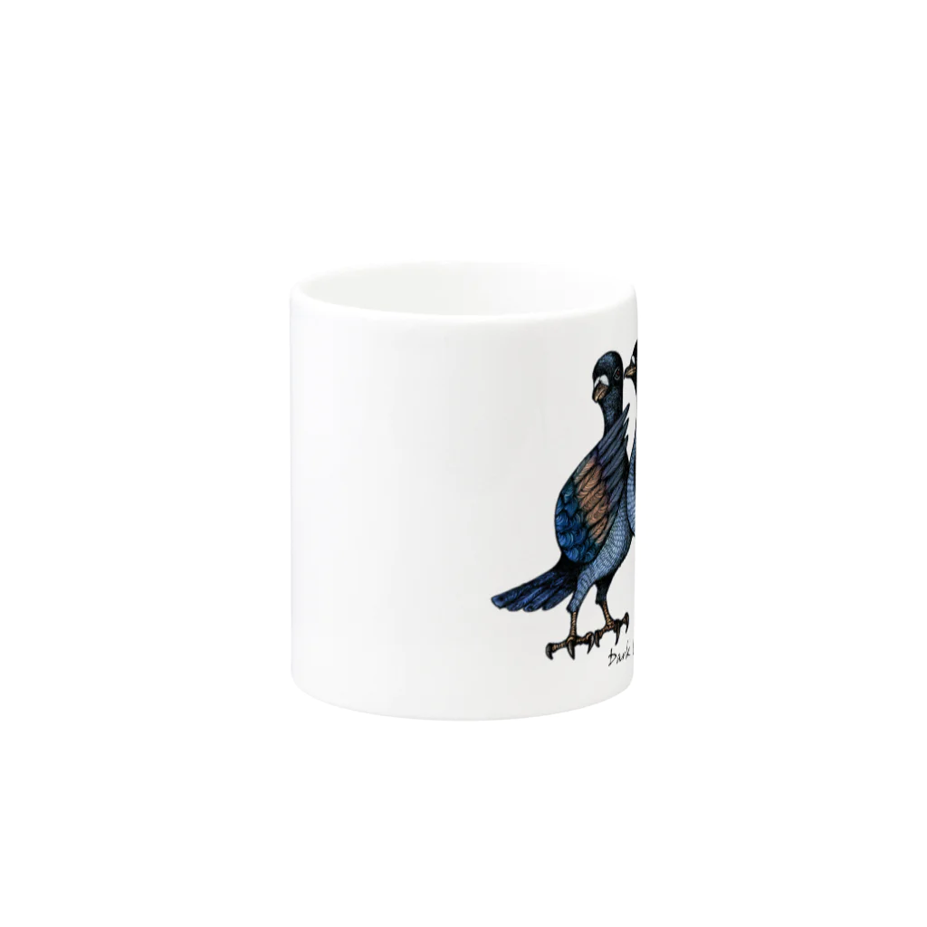  Dark blancoのDark blanco "Pigeons" Mug :other side of the handle