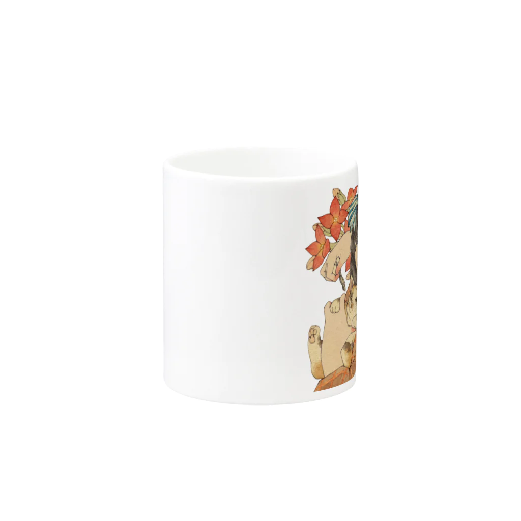 『平成少女絵』のお品物の紅弁慶にみけねこ Mug :other side of the handle