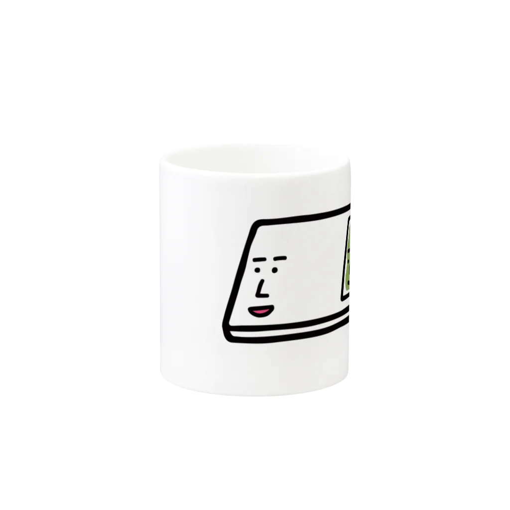 うえたに夫婦のキャラNo.57プレパラートくん（スライドガラスとカバーガラスくん） Mug :other side of the handle