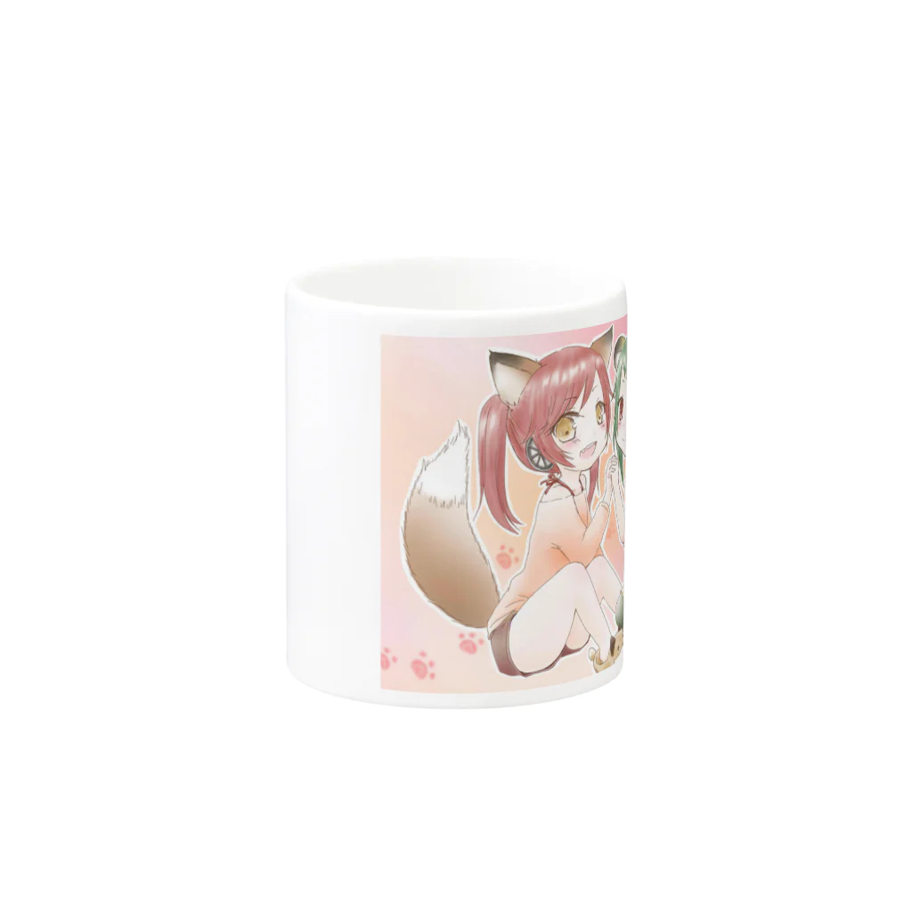 すぐる/どいなかのしばいぬの赤いきつねと緑のたぬき Mug :other side of the handle