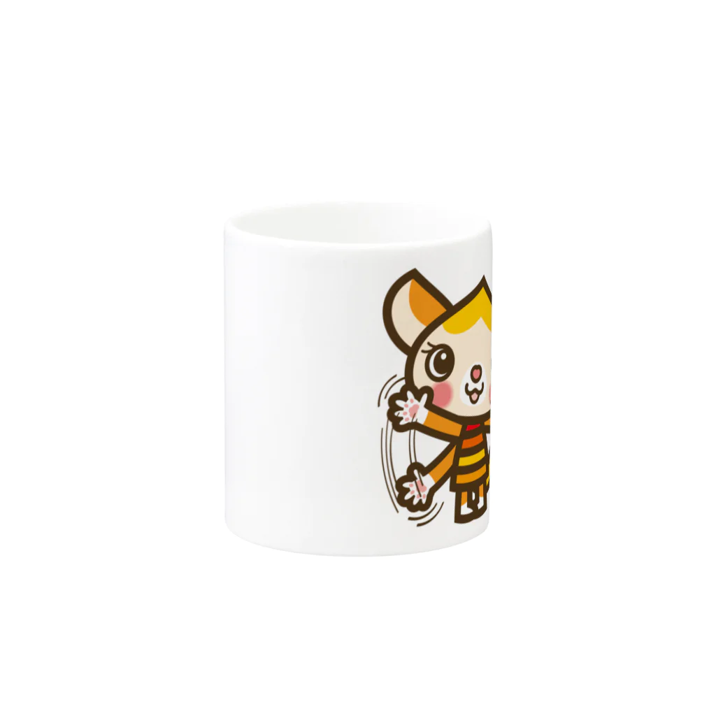 ザ・ワタナバッフルのマロンヘッドのネコ”see you” Mug :other side of the handle