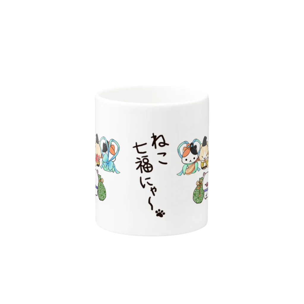 琥珀アンダーソン🍀ねこ七福にゃ～のねこ七福にゃ～ Mug :other side of the handle