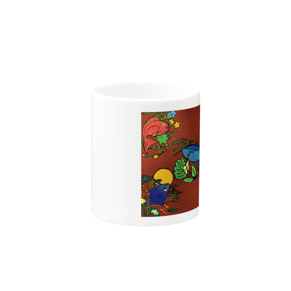 RIKOの花蝶魚風月 Mug :other side of the handle