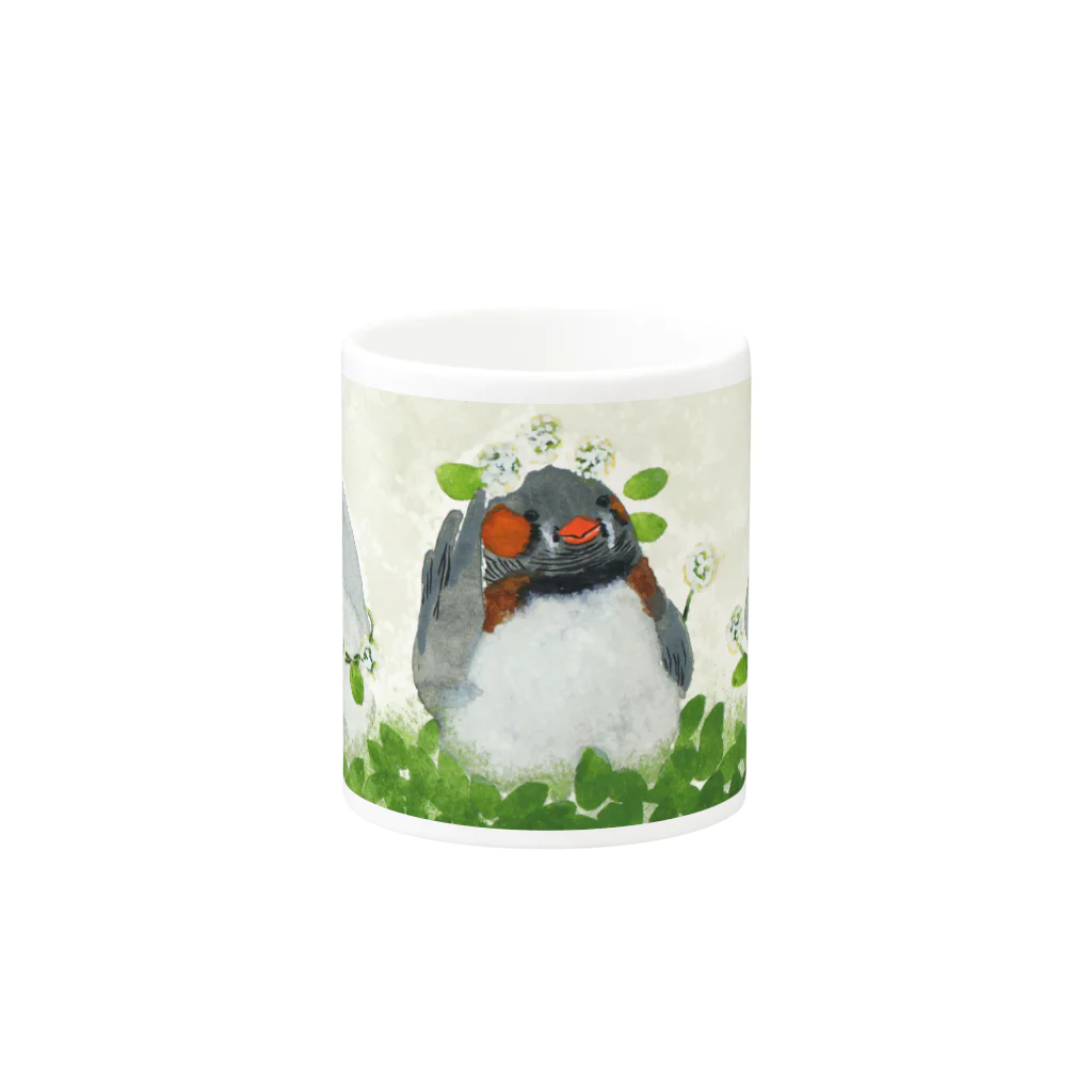 スズメの森のシロツメクサとキンカチョウ Mug :other side of the handle