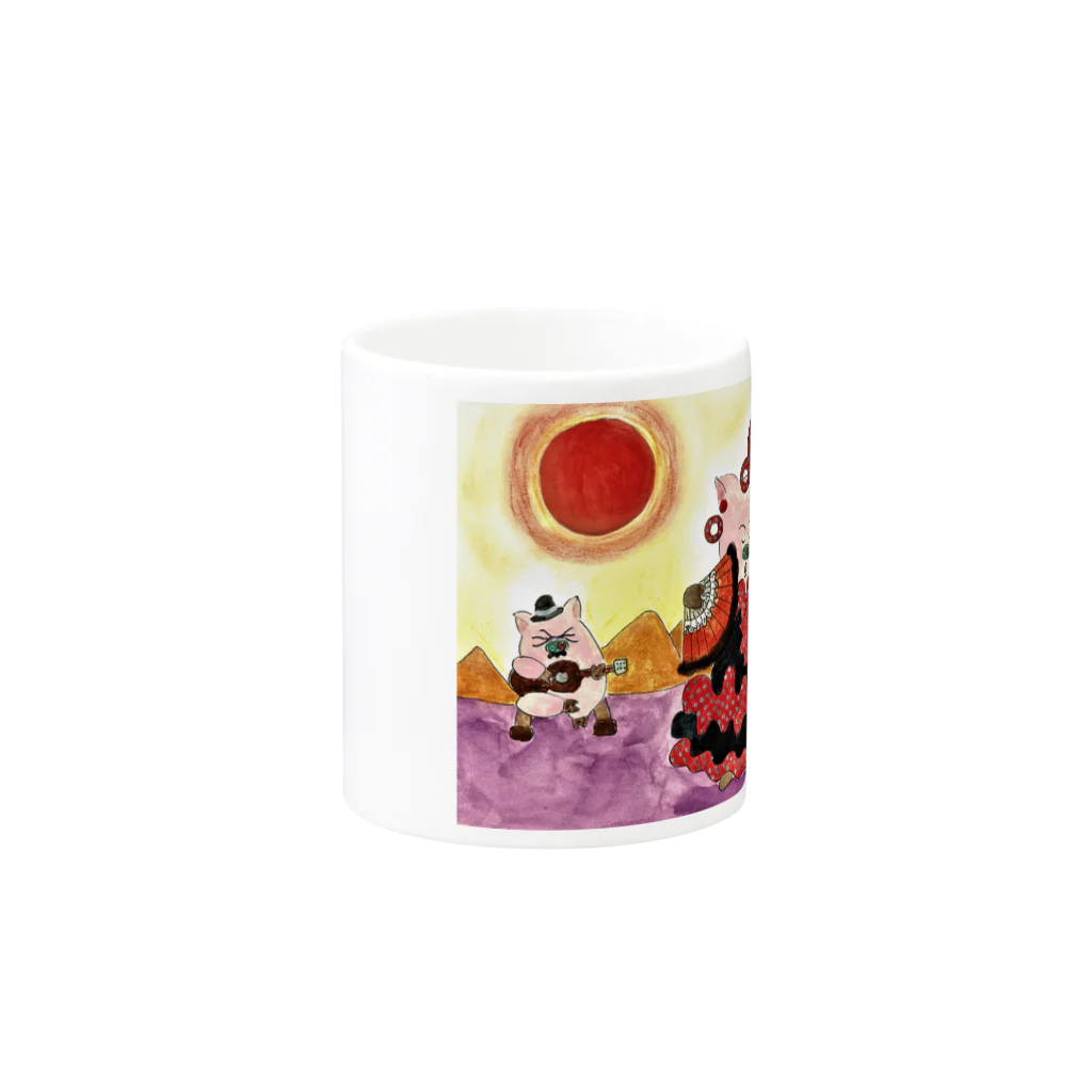 花と雲のフラメンコドロシー灼熱の太陽 Mug :other side of the handle