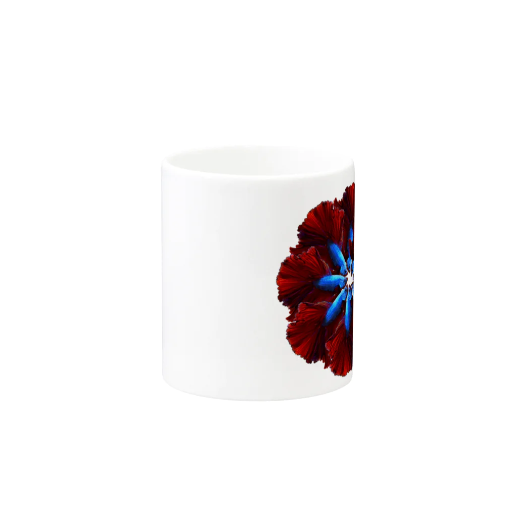 ミルエルのベタの花ブルーレッド Mug :other side of the handle