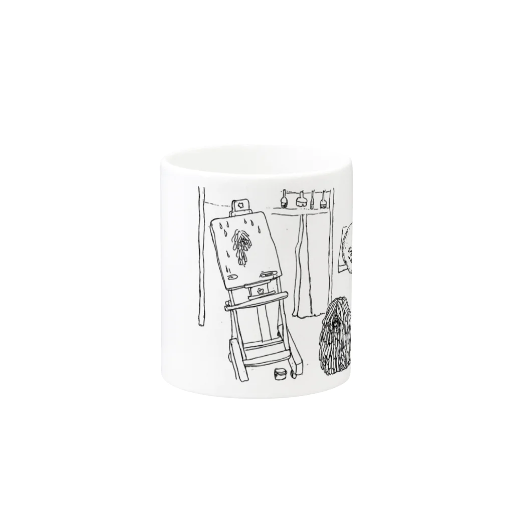 光平洋子のアトリエの猫と、かしこいプーリー犬 Mug :other side of the handle