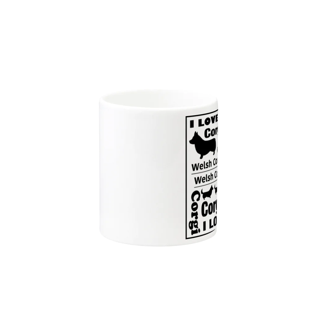 5corgisのI LOVE CORGIマグカップ（BLACK） Mug :other side of the handle