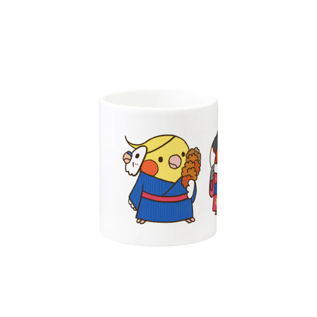 ほほらら工房 SUZURI支店のオカメカップルの縁日デート Mug :other side of the handle