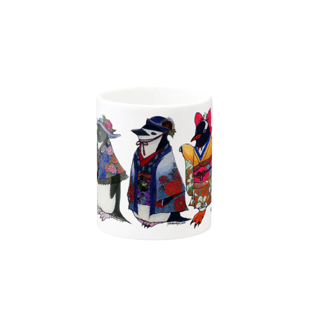 ヤママユ(ヤママユ・ペンギイナ)の立てば芍薬、座れば牡丹、歩く姿は百合の花-Pygoscelis Kimono Penguins- Mug :other side of the handle