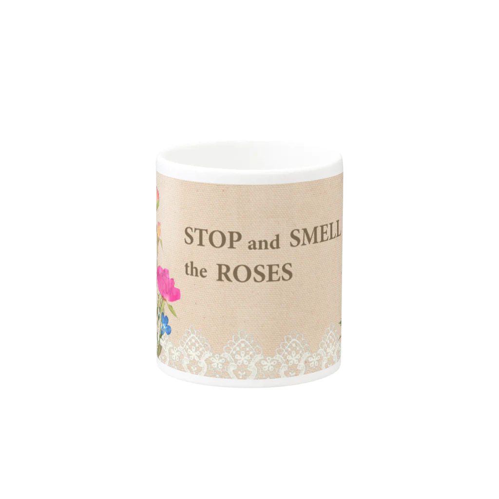 HAGUMIのStop and smell the roses Mug :other side of the handle