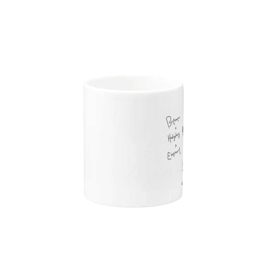 Okayuのブレーメンと仲間たち-white Mug :other side of the handle