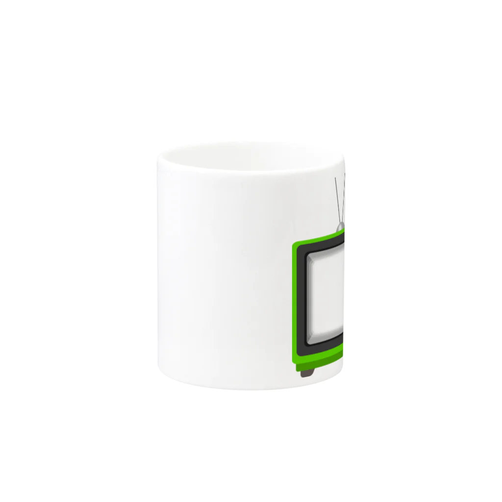 illust_designs_labのレトロな昭和の可愛い緑色テレビのイラスト 画面オン マグカップの取っ手の反対面