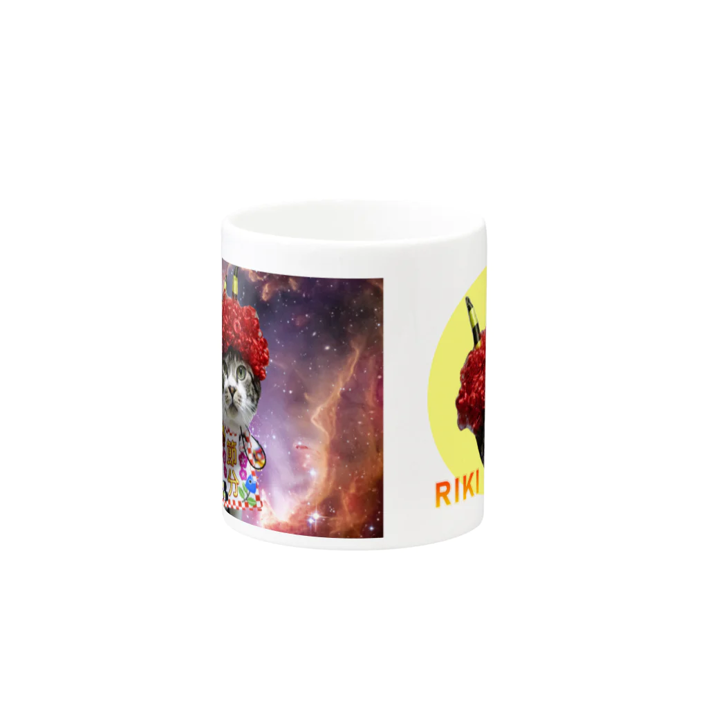 RIKICHANNEL OFFICIAL SHOPの赤鬼リキちゃん×宇宙猫 Mug :other side of the handle