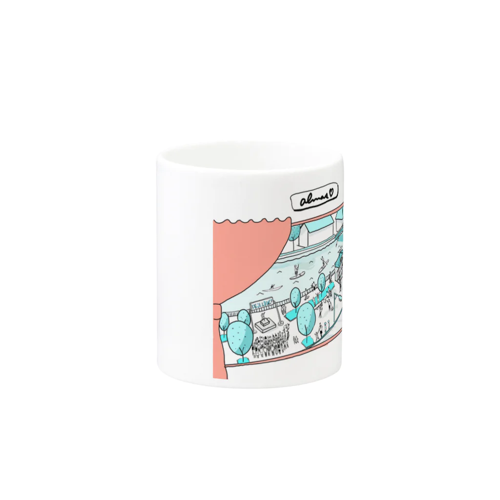 ローカルメディアUNNYA(うんにゃ)のUNNYA×アルマスゲストハウス Mug :other side of the handle