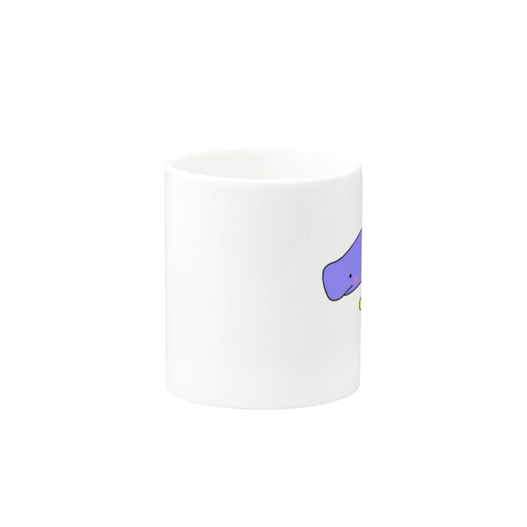 Famille de baleines(ファミールデバレーヌ)のマッコウクジラの親子とマカロン（カラー） Mug :other side of the handle