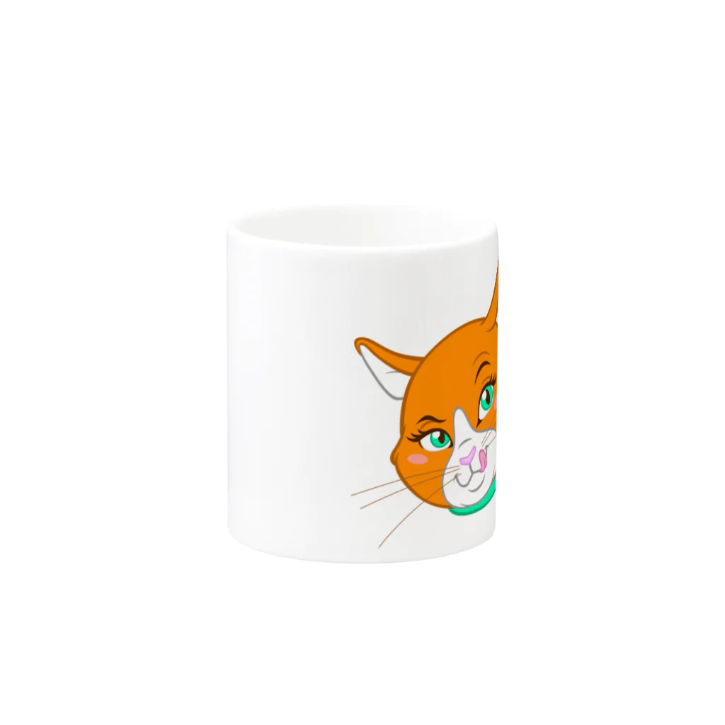 Tatsuya Artistのオレンジキャットの「シャネル」 Mug :other side of the handle