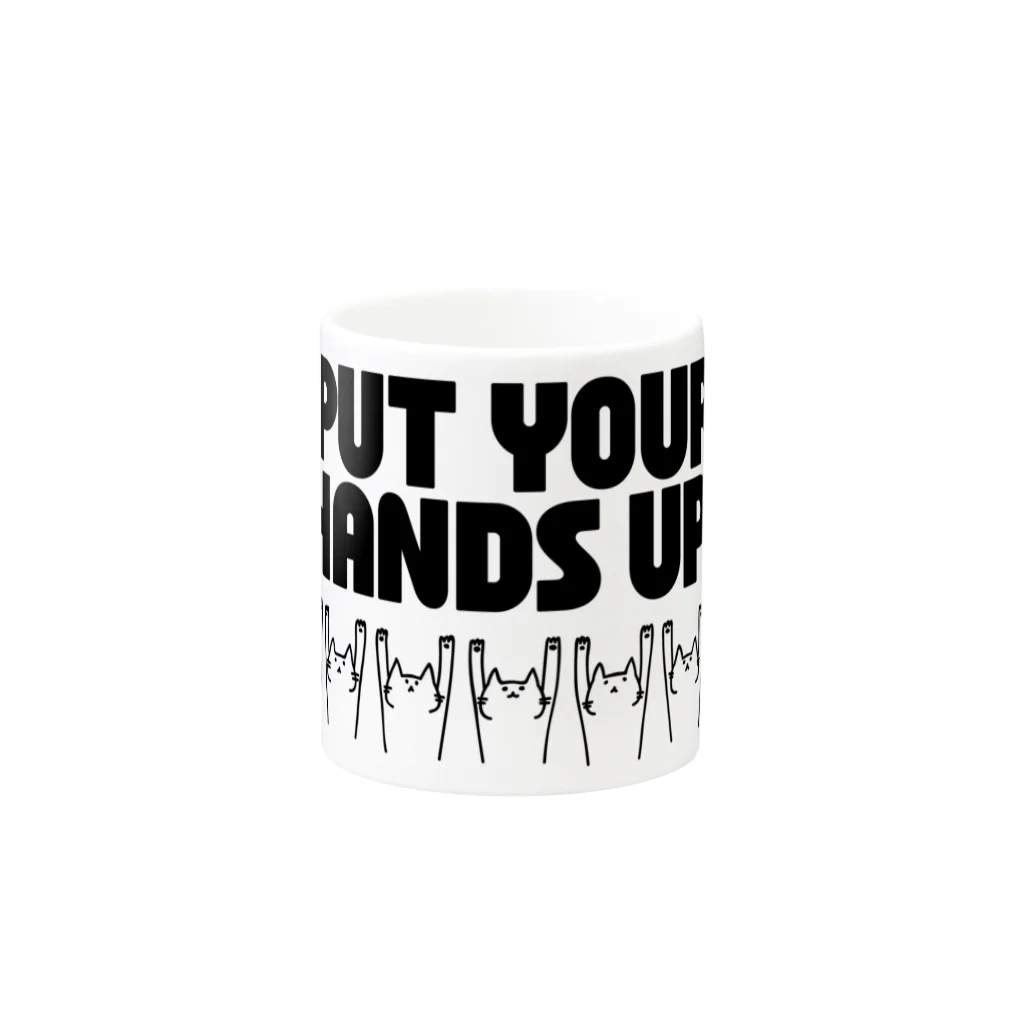 PokuStarのPUT YOUR HANDS UP!　・黒 Mug :other side of the handle