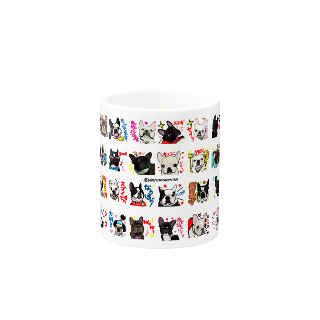 アート宇都宮(ARTUTSUNOMIYA)の7★Frenchbulldogfamily★ Mug :other side of the handle