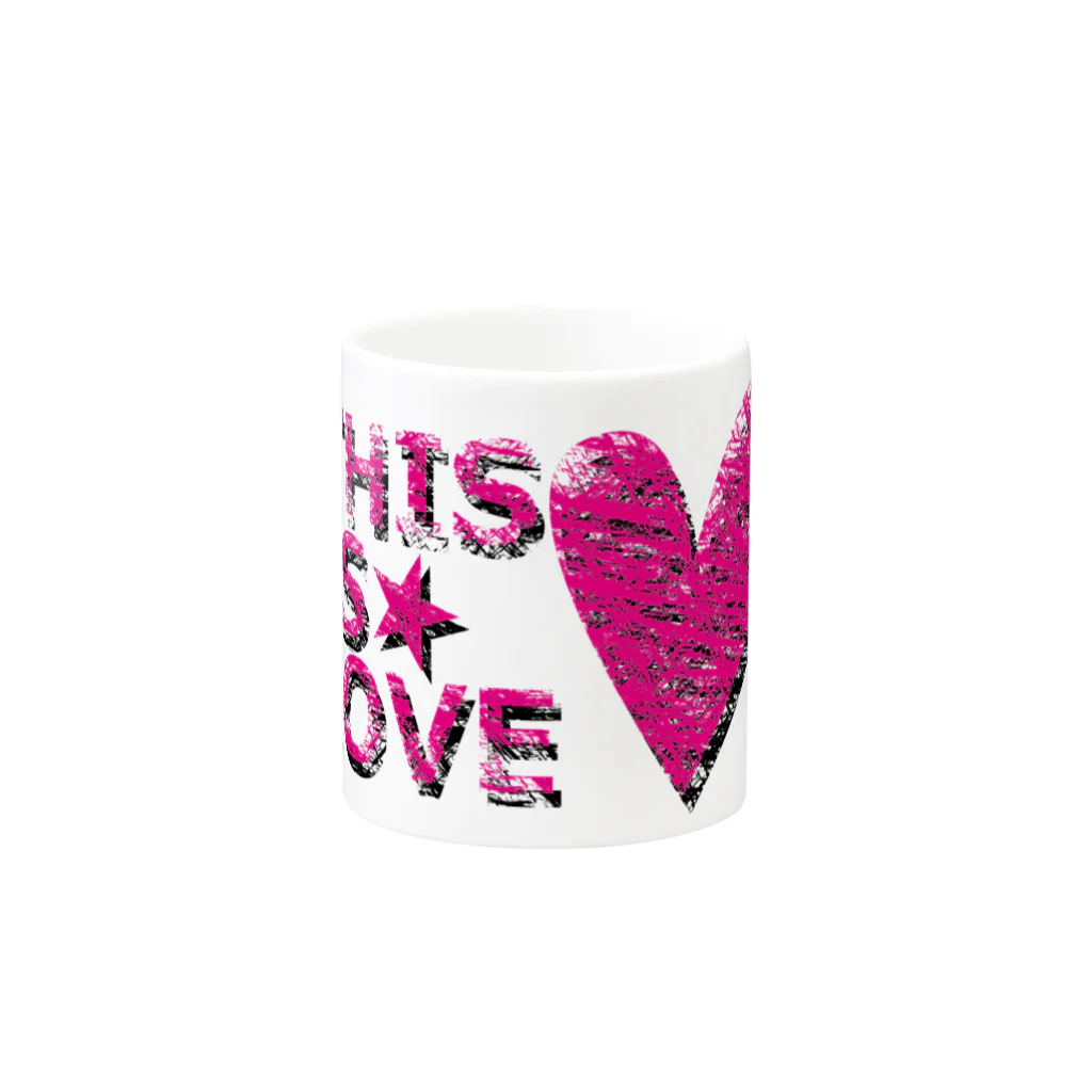 チリツモのTHIS IS LOVE Mug :other side of the handle