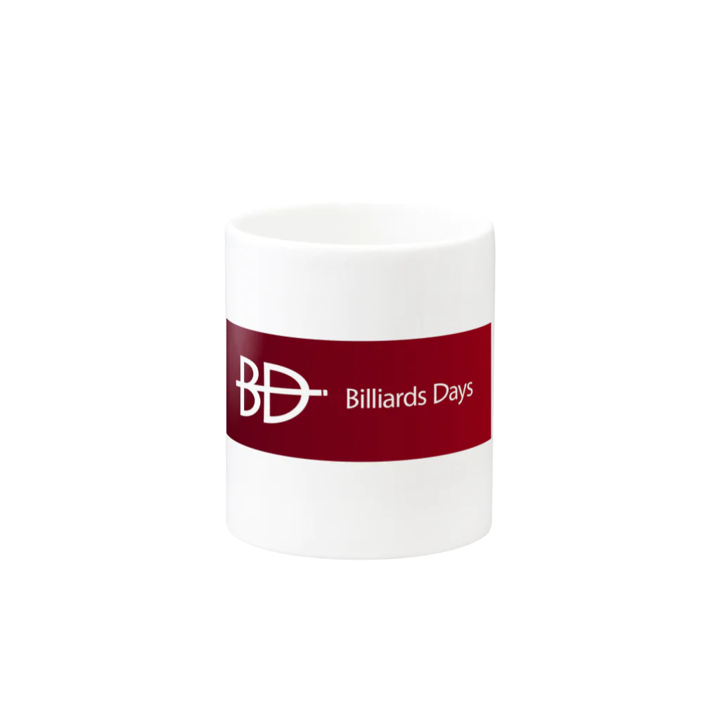 Billiards Days （ビリヤード・デイズ）のBD赤ロゴマグ マグカップの取っ手の反対面
