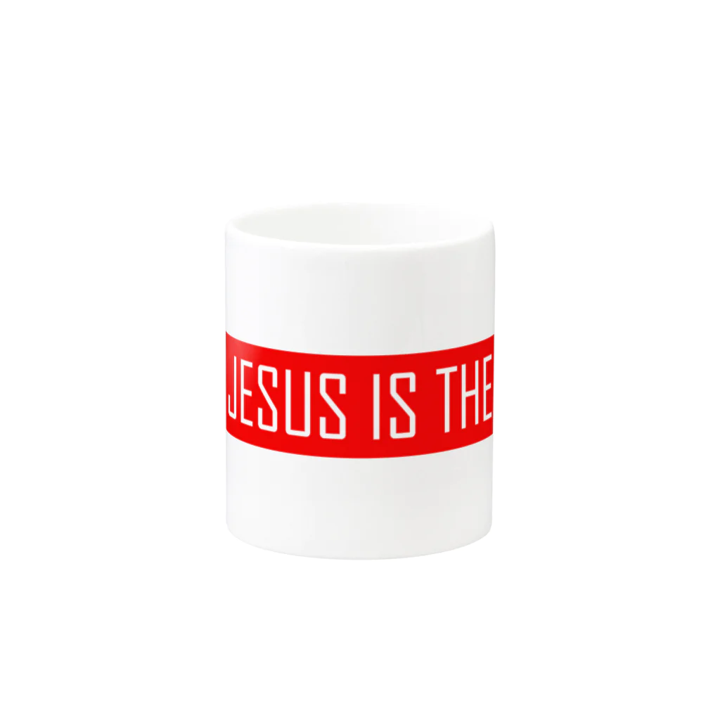 PRAISEのJESUS IS THE LORD （赤） マグカップの取っ手の反対面