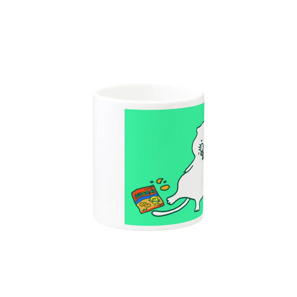 TAMAPEのしらたまねこお腹いっぱい Mug :other side of the handle