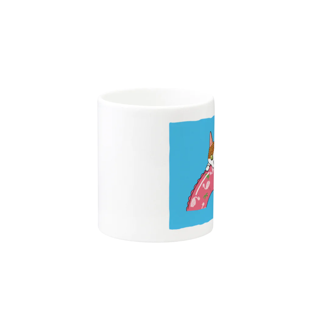 猫ざんまいの浮き輪にゃんこ(フラミンゴ) Mug :other side of the handle