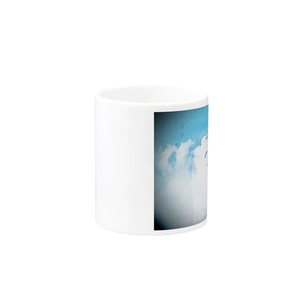 Famille de baleines(ファミールデバレーヌ)のピースしてる猫雲(にっこり) Mug :other side of the handle