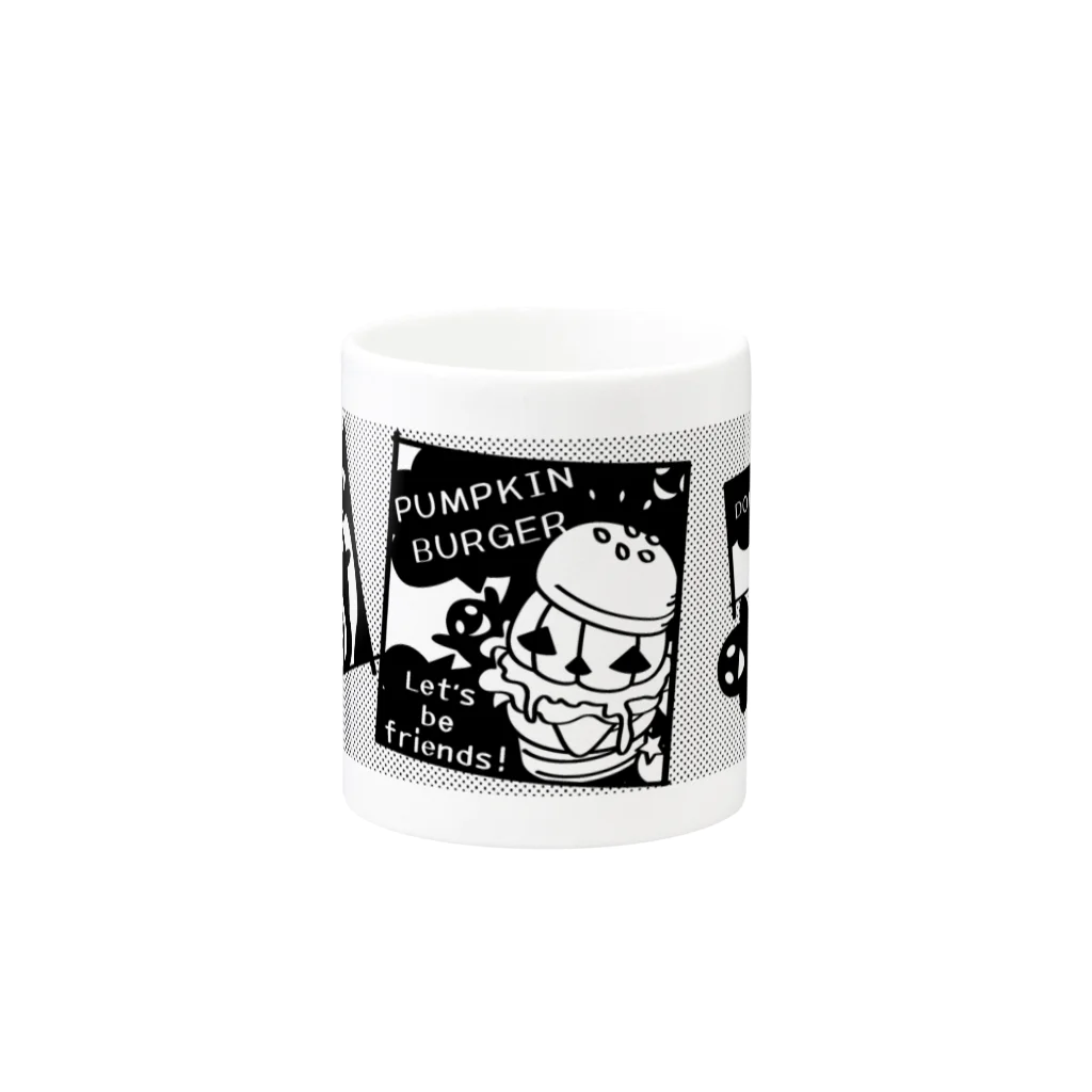 イラスト MONYAAT のGz かぼちゃバーガーD・黒ドット(gr) Mug :other side of the handle