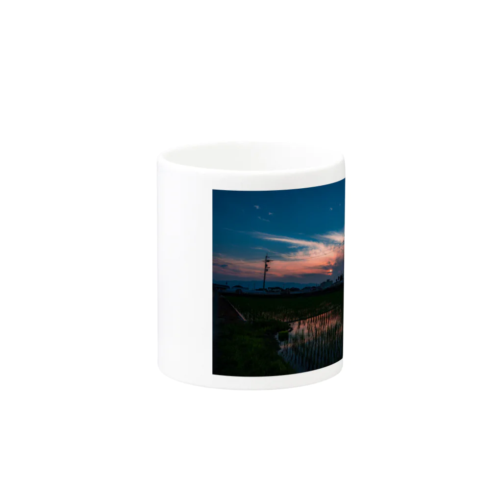 otakeの写真店の夕焼けの田んぼ Mug :other side of the handle