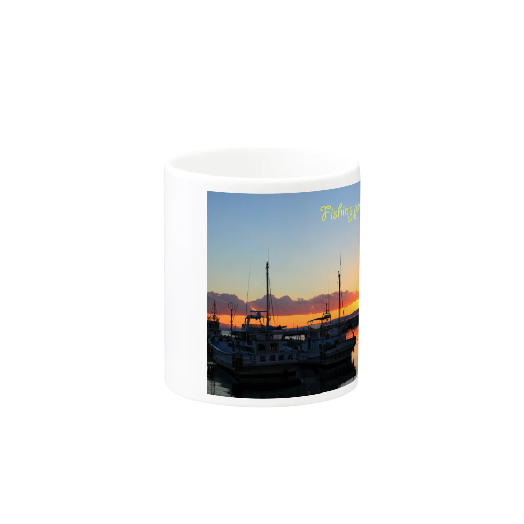 photo-kiokuの漁港夕景 マグカップの取っ手の反対面