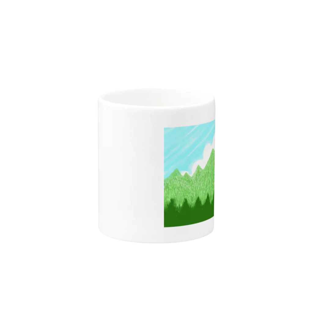 ✨🌈✨ユラクラカン🇯🇵 ✨🌈✨の☁️青空と雲☁️と青い山脈🗻ズ Mug :other side of the handle