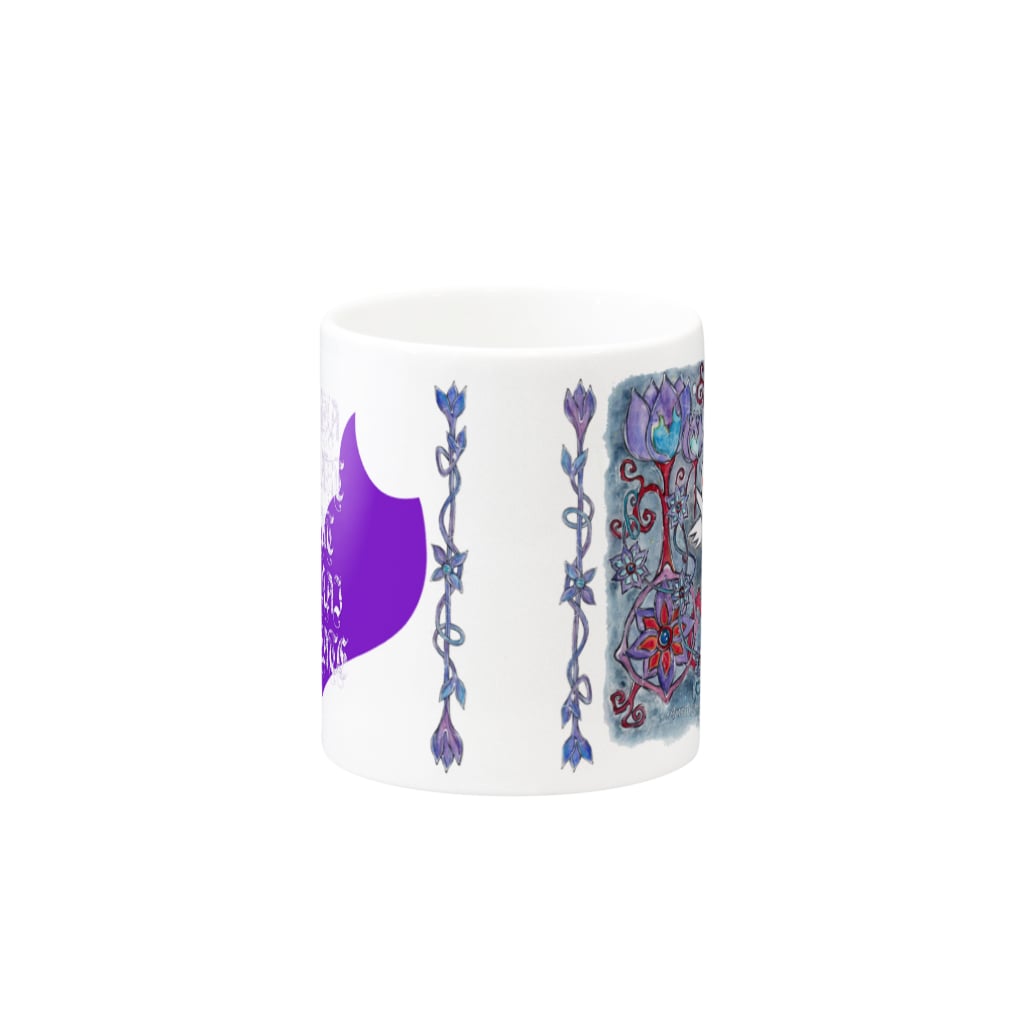 ERIKOERIN ART SHOPのSAKURANOSUKE AMETHYST NIGHT／絵画マグ Mug :other side of the handle