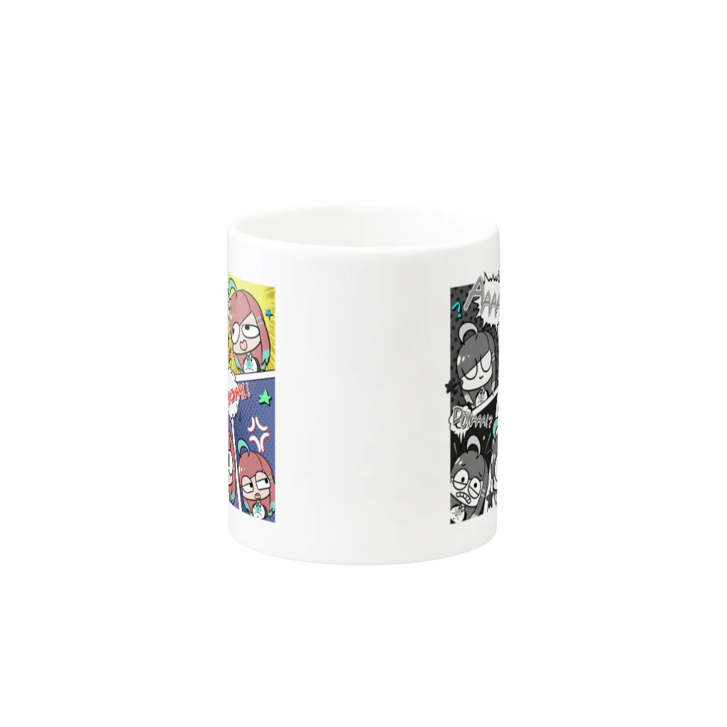 猫飯ちゃみのアメコミ風（ノーマルとモノクロカラー） Mug :other side of the handle