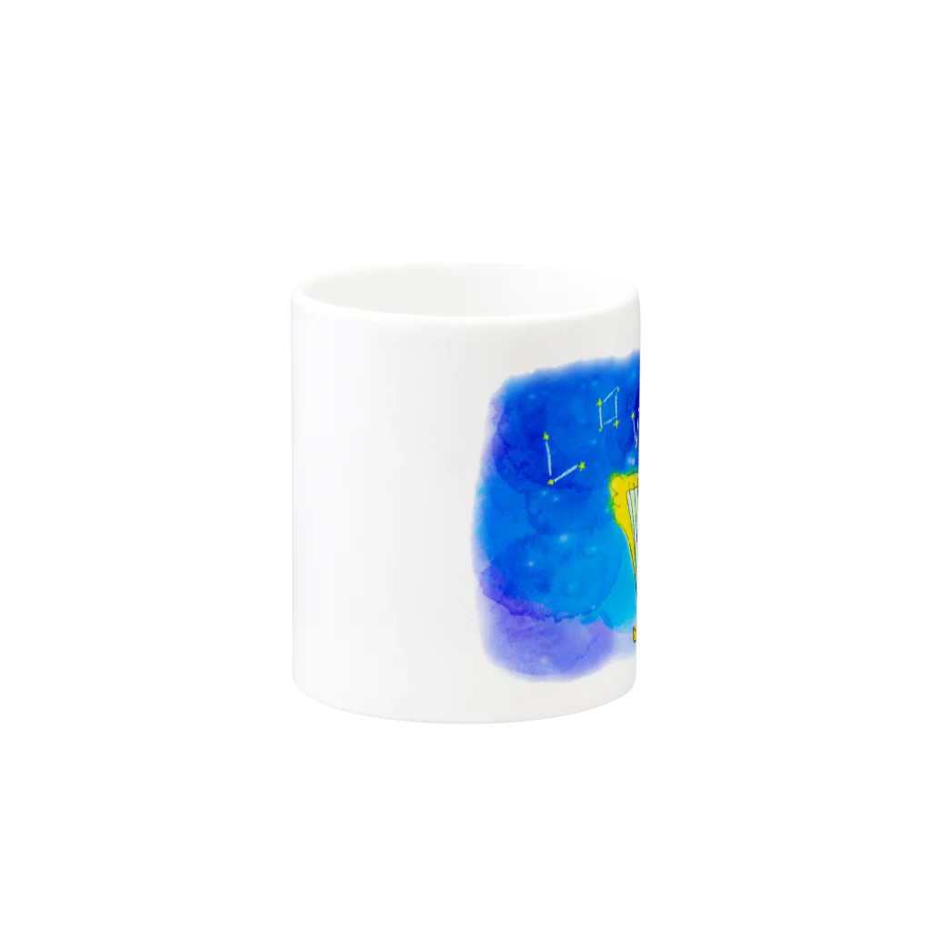 マシュマロハープの眠れない夜ハープを弾くニャン Mug :other side of the handle