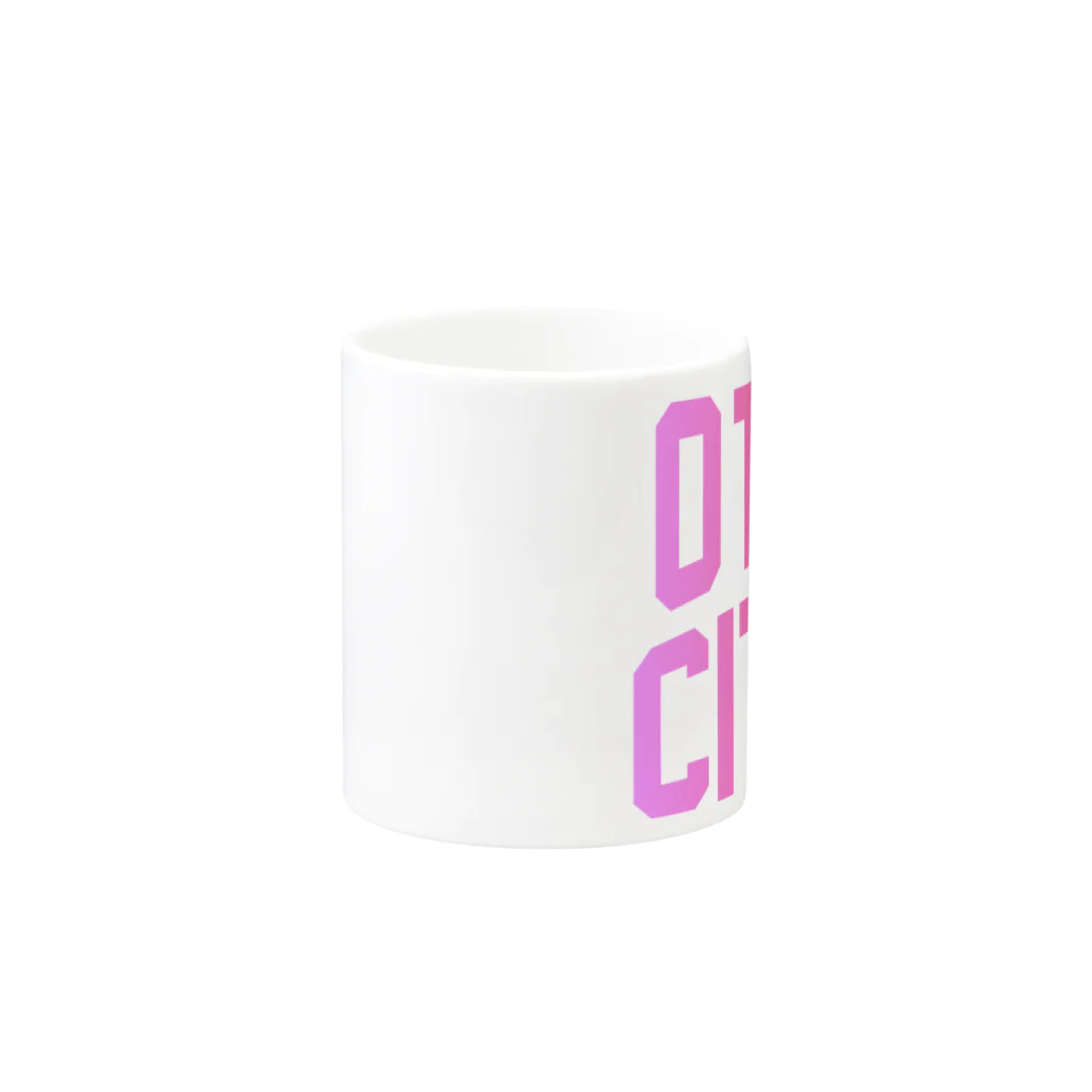 JIMOTOE Wear Local Japanの太田市 OTA CITY ロゴピンク Mug :other side of the handle