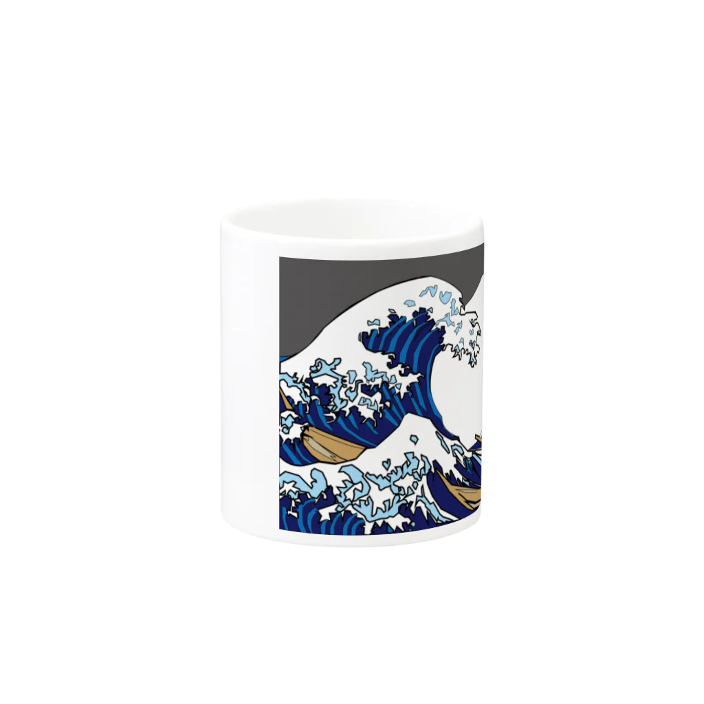 Uキヨエの葛飾北斎　神奈川沖浪裏モチーフ　Hokusai Motif2 [Hokusai wave] マグカップの取っ手の反対面