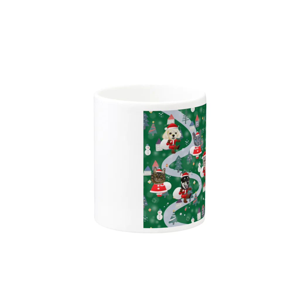 woods_mamaのわんにゃんサンタのクリスマス☆グリーン Mug :other side of the handle