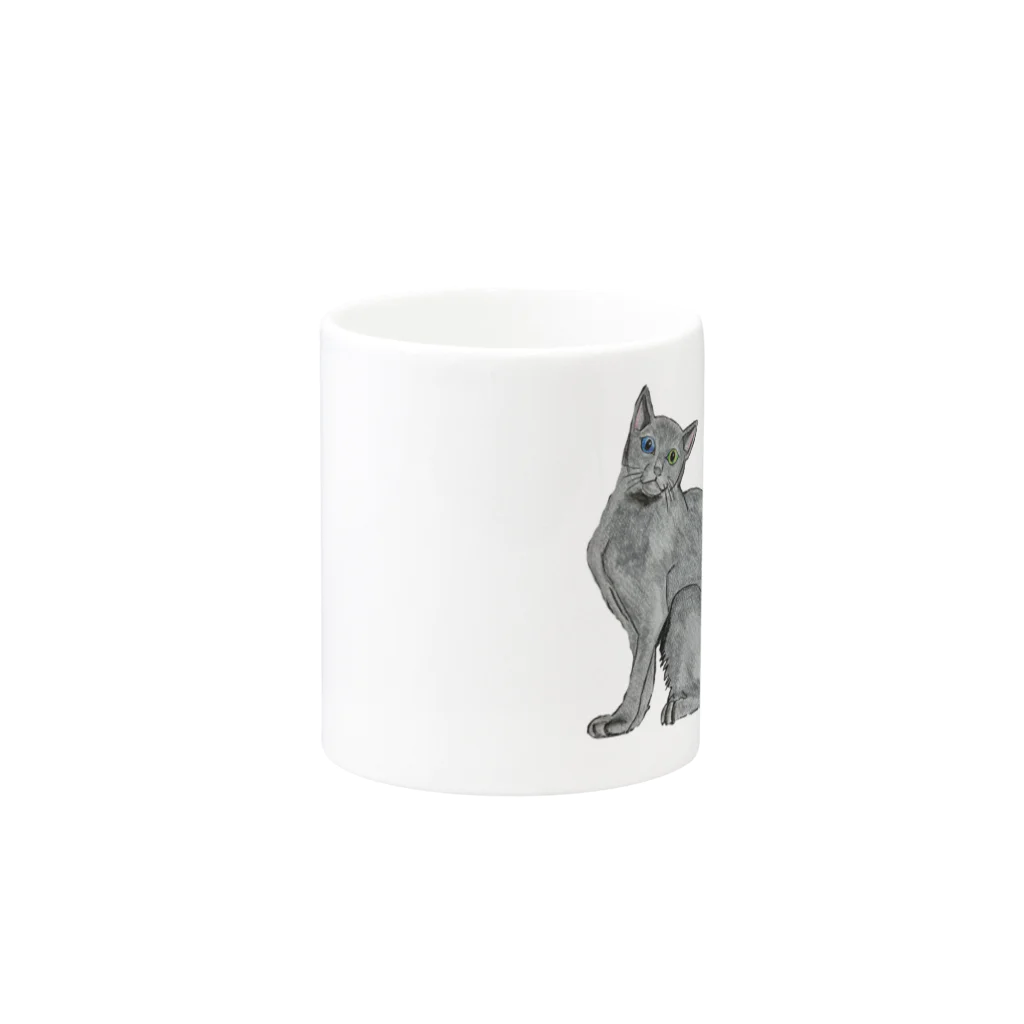 Coshi-Mild-Wildの猫_ロシアンブルー Mug :other side of the handle