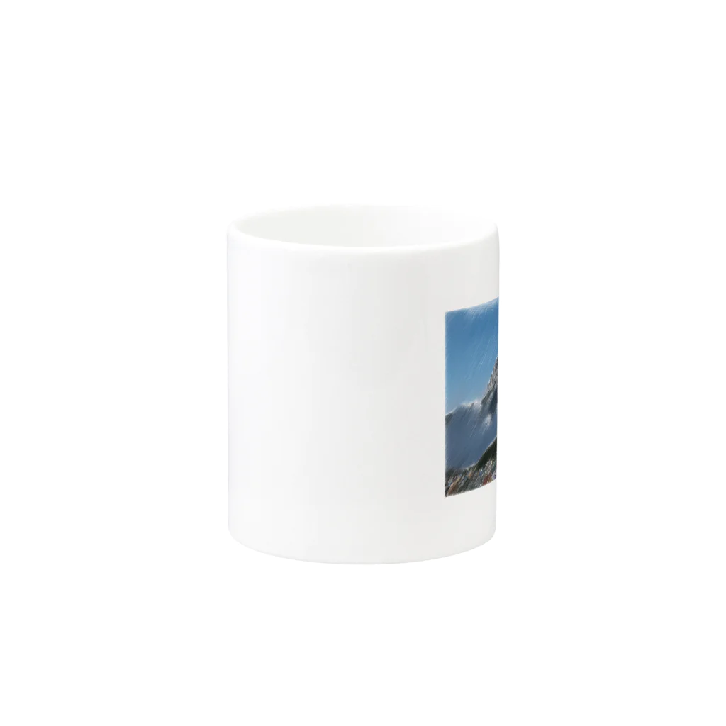 静かな山の頂への雲海の劔岳 Mug :other side of the handle