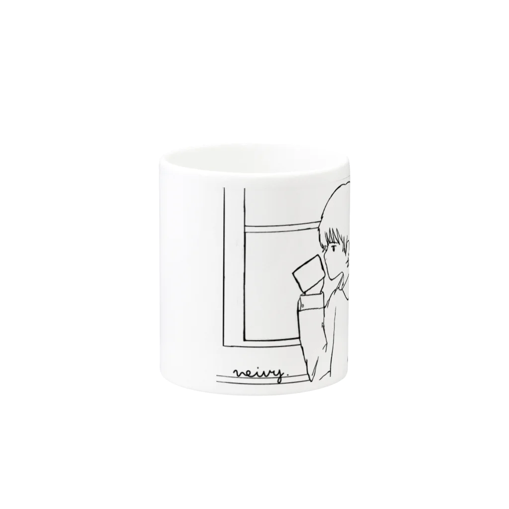 Mini Store のneivy. Cafe mug マグカップの取っ手の反対面