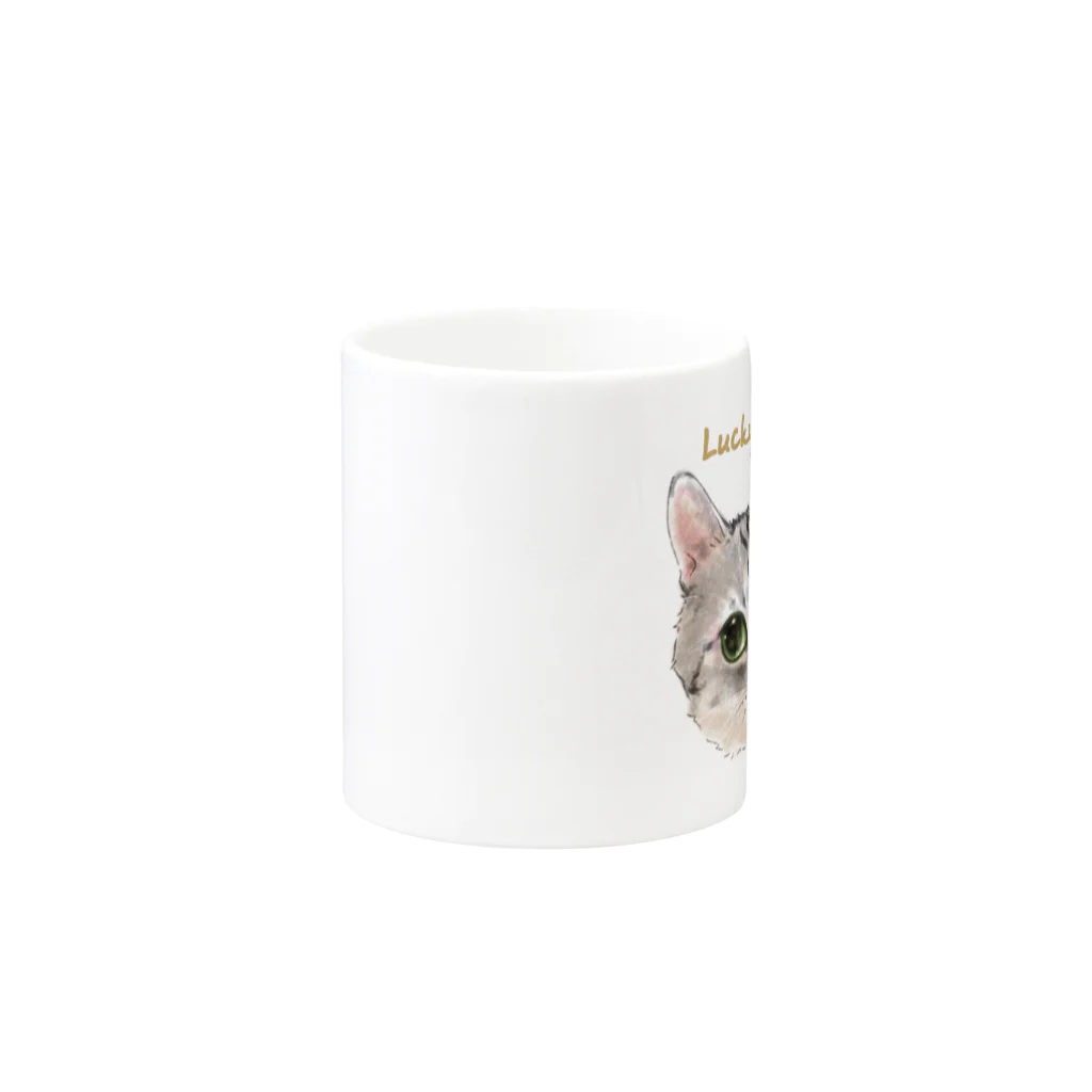 なにぬ猫-YAのうちの子にくきゅうポートレート★Lucky Mug :other side of the handle