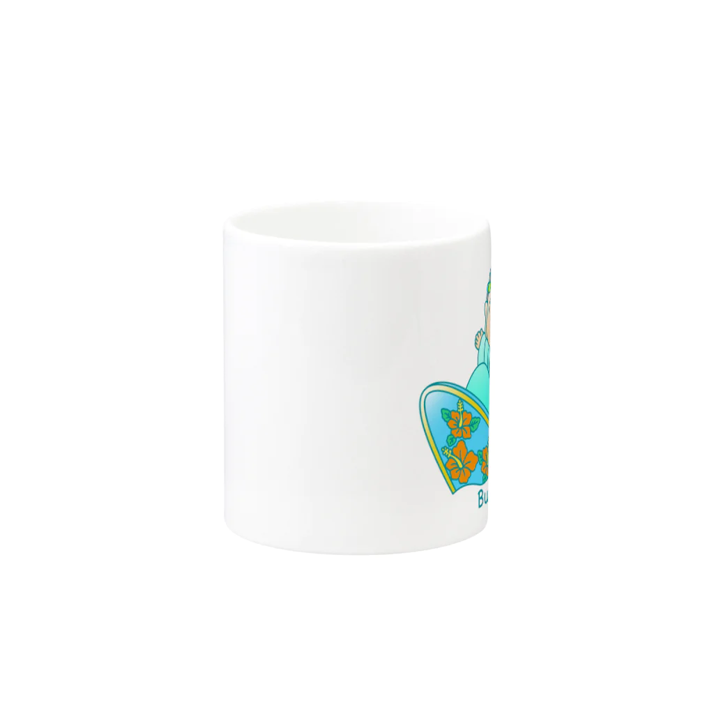 鎌倉のご当地キャラぶったくんのsurf Butta-kun(green) Mug :other side of the handle